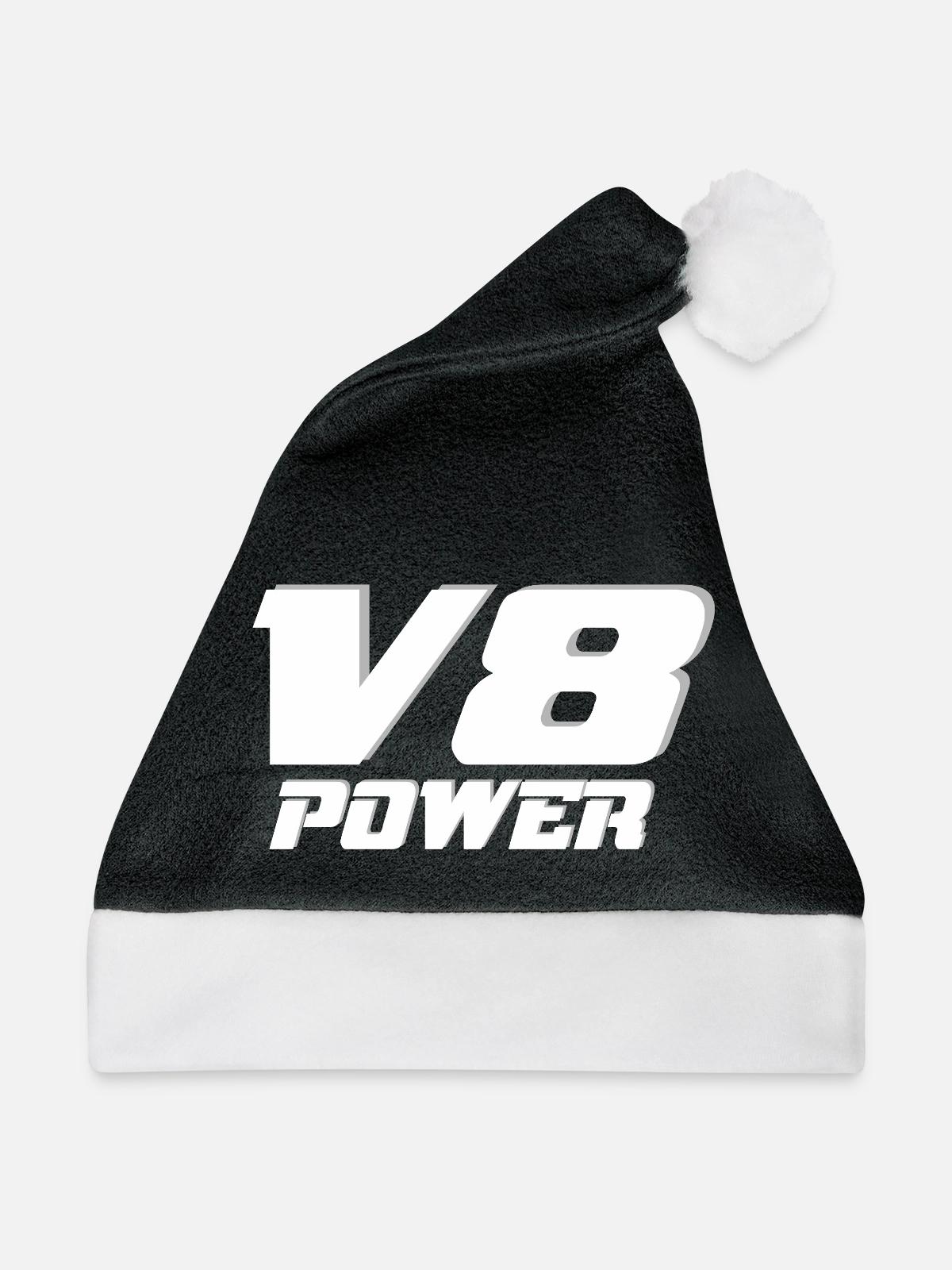 V8 - Weihnachtsmütze - Schwarz/Weiß - Vorne
