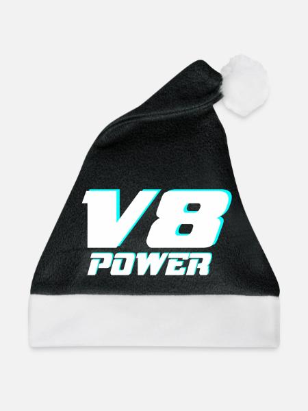 V8 - Weihnachtsmütze - Schwarz/Weiß - Vorne