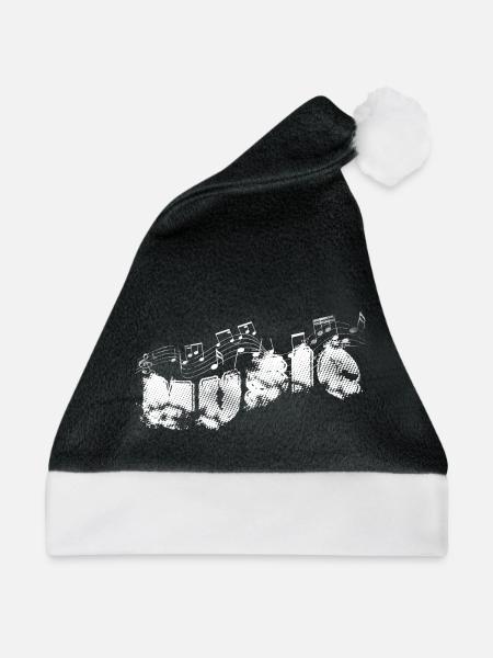 MUSIC Typo mit Noten - Weihnachtsmütze - Schwarz/Weiß