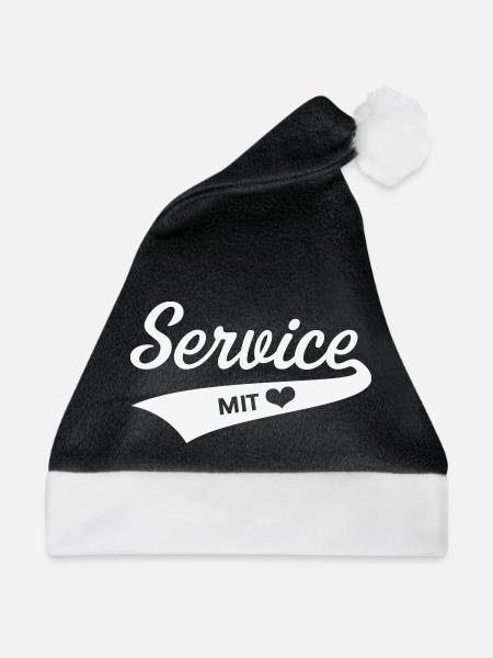 Service Mit Herz (Berufskleidung / White) - Weihnachtsmütze - Schwarz/Weiß