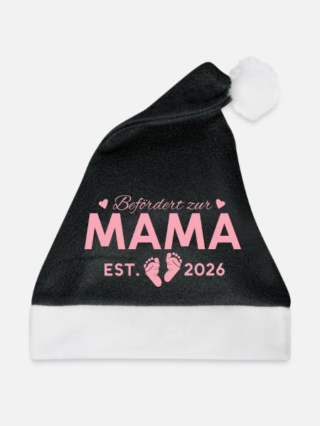 Befördert zur Mama 2026 Mutterschaft - Weihnachtsmütze - Schwarz/Weiß