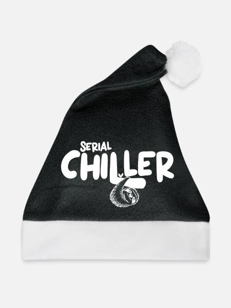 Süßes Lazy Vibes Tee – Geschenk Idee Serialchiller - Weihnachtsmütze - Schwarz/Weiß