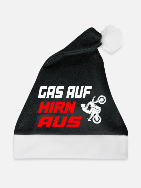 Gas_auf_Hirn_aus - Weihnachtsmütze - Schwarz/Weiß