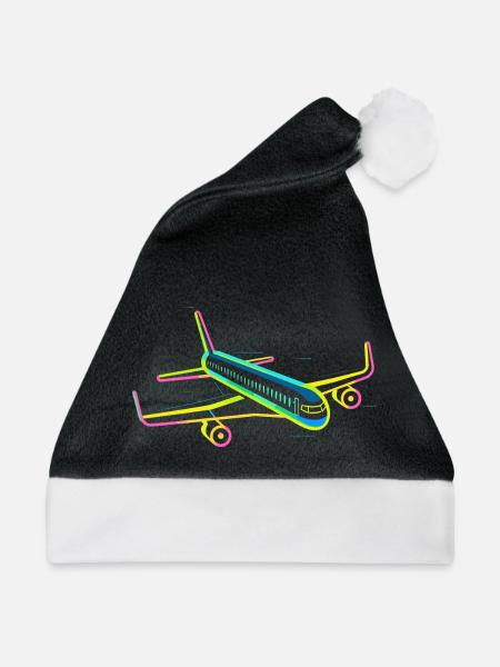 Retro Flugzeug Grafik - Weihnachtsmütze - Schwarz/Weiß