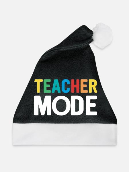 Lehrer-Design mit bunten Buchstaben - Weihnachtsmütze - Schwarz/Weiß