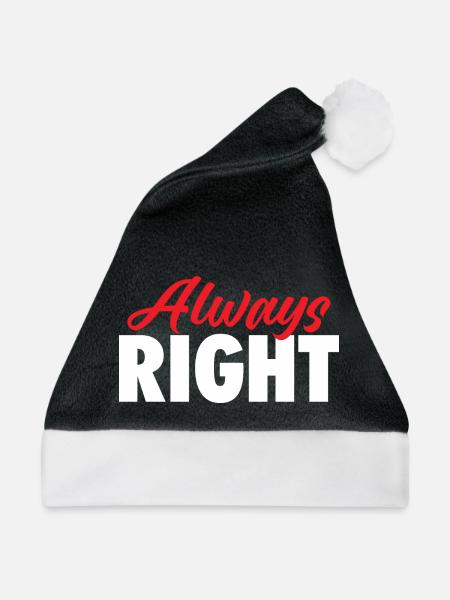 Always Right Valentinstags-Paar-Witz - Weihnachtsmütze - Schwarz/Weiß - Vorne