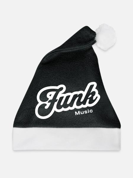 Funk Music Retro Script Logo - Weihnachtsmütze - Schwarz/Weiß