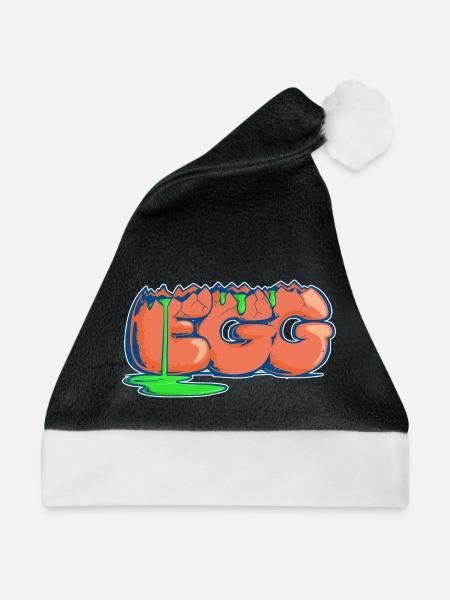 Ei, gezogenes Wort - Weihnachtsmütze - Schwarz/Weiß