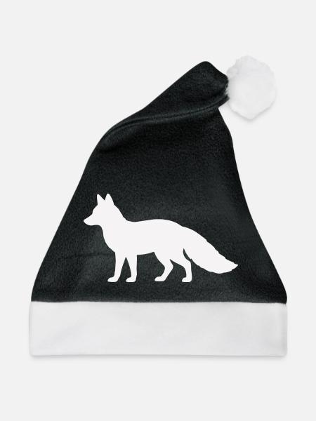 fuchs_silhouette_tier- - Weihnachtsmütze - Schwarz/Weiß - Vorne