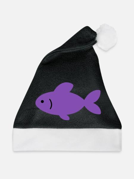 Fisch Zeichnung Geschenkidee Tierfreunde - Weihnachtsmütze - Schwarz/Weiß
