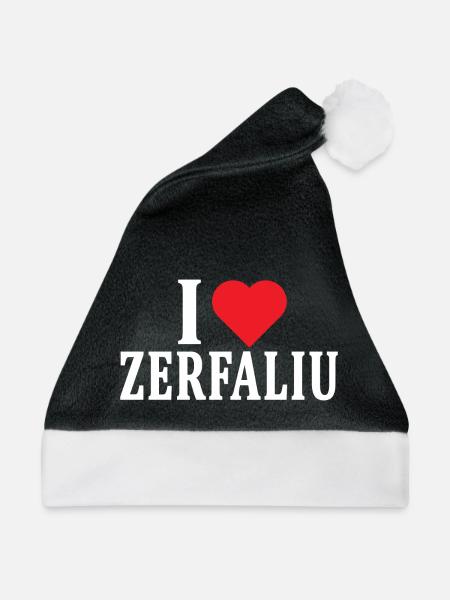 T-Shirt Io amo Zerfaliu T-Shirt Sardegna - Weihnachtsmütze - Schwarz/Weiß - Vorne