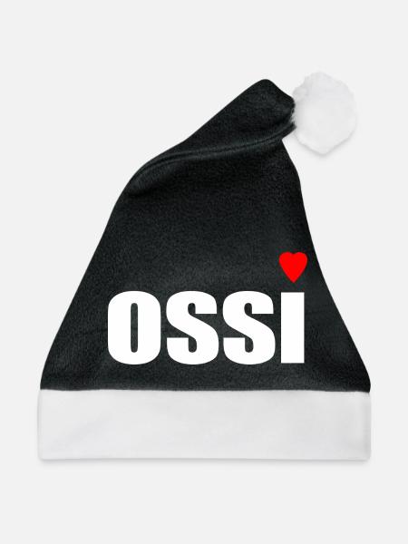 Ossi mit Herz rot - Weihnachtsmütze - Schwarz/Weiß - Vorne