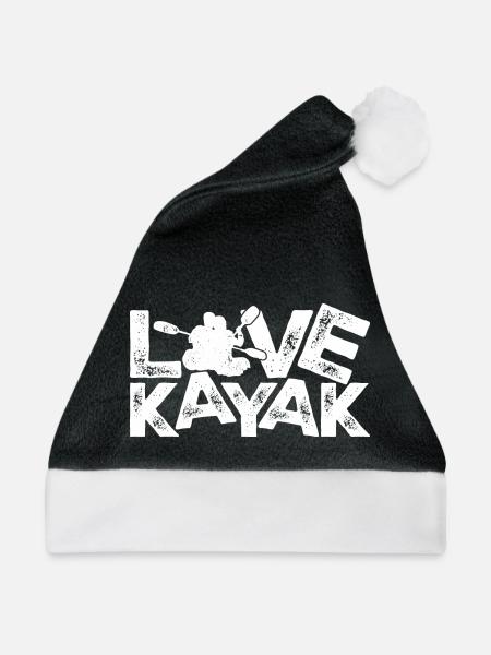 Liebe Kajak Logo T-Shirt - Weihnachtsmütze - Schwarz/Weiß