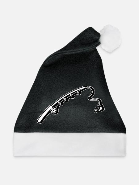 Angelrute Angeln - Weihnachtsmütze - Schwarz/Weiß