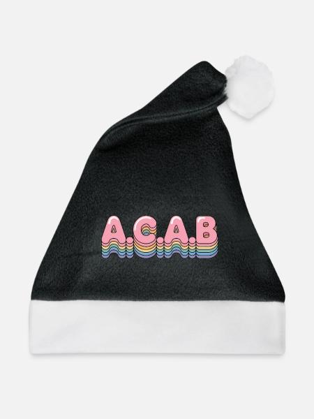A.C.A.B - Antifa Tee - Weihnachtsmütze - Schwarz/Weiß - Vorne