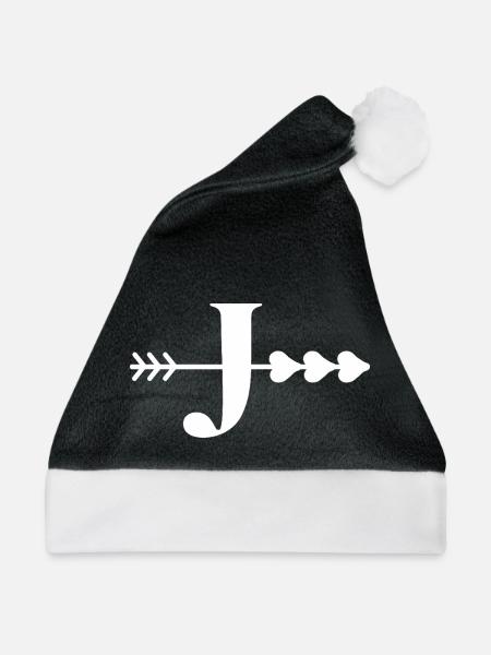 Buchstabe j Pfeilherz - Weihnachtsmütze - Schwarz/Weiß