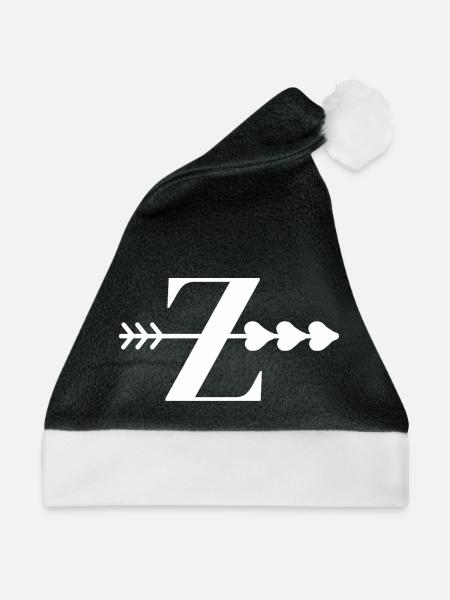 Buchstaben z, Pfeilherz - Weihnachtsmütze - Schwarz/Weiß