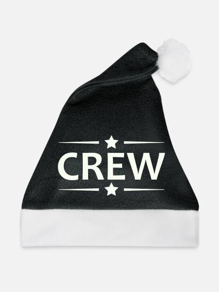 Crew Sternen Retro Badge - Weihnachtsmütze - Schwarz/Weiß - Vorne