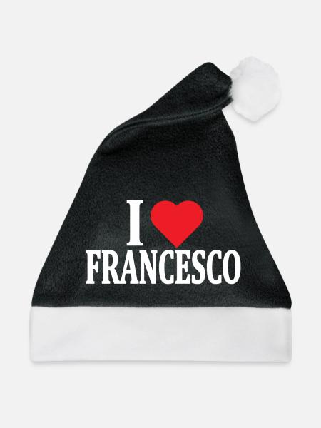 T-Shirt Ich liebe Francesco T-Shirt Geschenkidee - Weihnachtsmütze - Schwarz/Weiß - Vorne