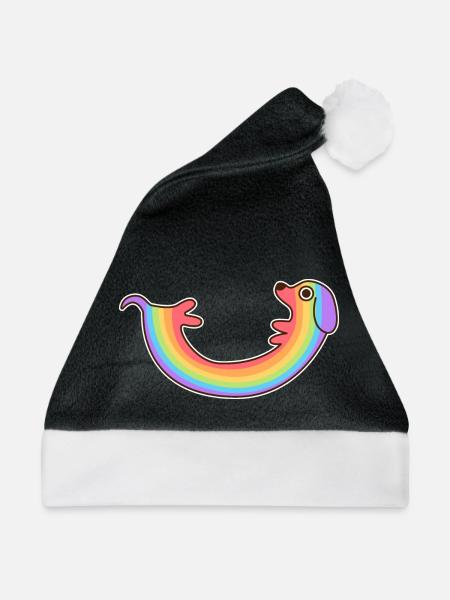 Regenbogenhund. Farbiger Hund. Regenbogenhund * - Weihnachtsmütze - Schwarz/Weiß