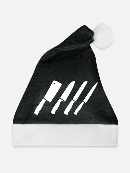 Messer Zeichnung - Weihnachtsmütze - Schwarz/Weiß