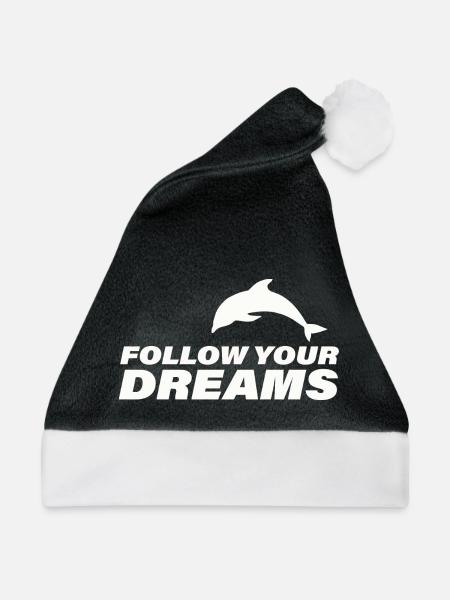 FOLLOW YOUR DREAMS - Weihnachtsmütze - Schwarz/Weiß