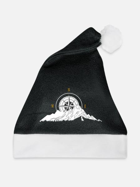 Berg und Kompass - Weihnachtsmütze - Schwarz/Weiß
