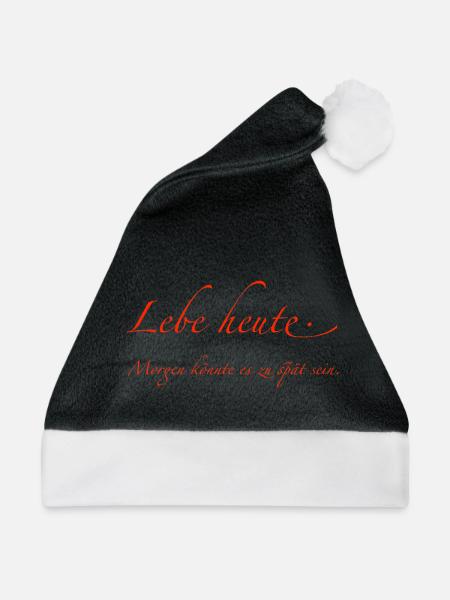 Lebe heute - Weihnachtsmütze - Schwarz/Weiß