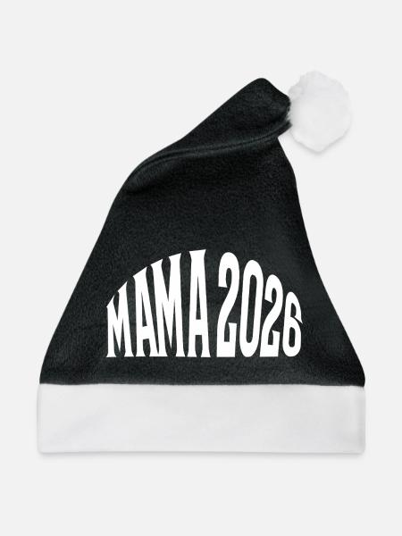 Mama 2026 - Weihnachtsmütze - Schwarz/Weiß - Vorne