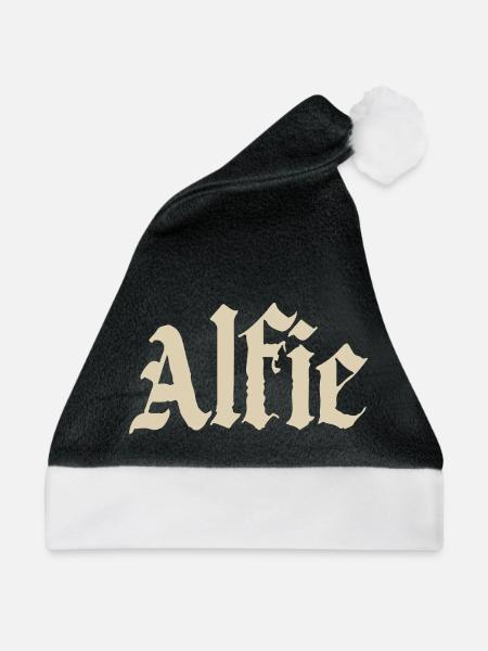 Alfie in Gothic Serif - Weihnachtsmütze - Schwarz/Weiß