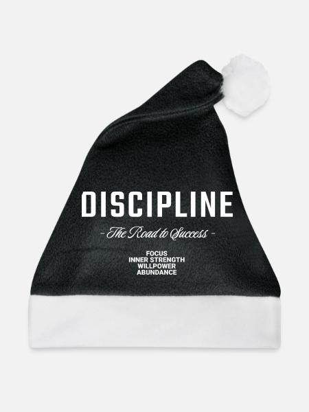 Discipline Disziplin Erfolg Motivation Gym Spruch - Weihnachtsmütze - Schwarz/Weiß - Vorne