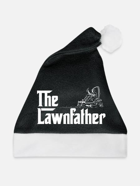 Der Rasenvater – lustiger Rasenmäh-Vater und Landschaftsgärtner - Weihnachtsmütze - Schwarz/Weiß - Vorne