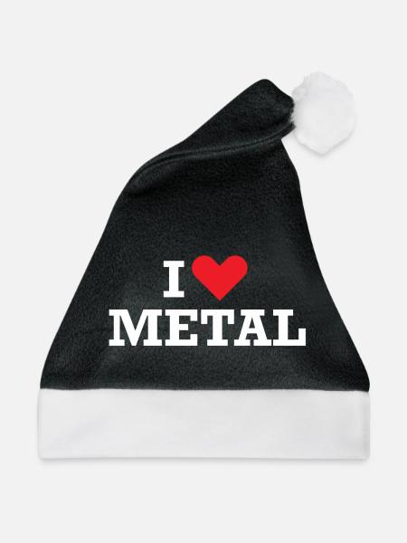 Ich Herz Metal - Weihnachtsmütze - Schwarz/Weiß - Vorne
