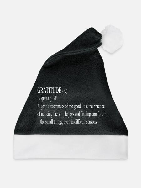 Dankbarkeit Typo Schwarzweiß Zitat - Weihnachtsmütze - Schwarz/Weiß - Vorne