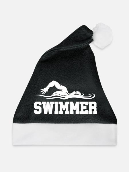 Schwimmer-Silhouette mit Wellen - Weihnachtsmütze - Schwarz/Weiß