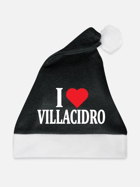 T-Shirt Io amo Villacidro T-Shirt Sardinien - Weihnachtsmütze - Schwarz/Weiß - Vorne