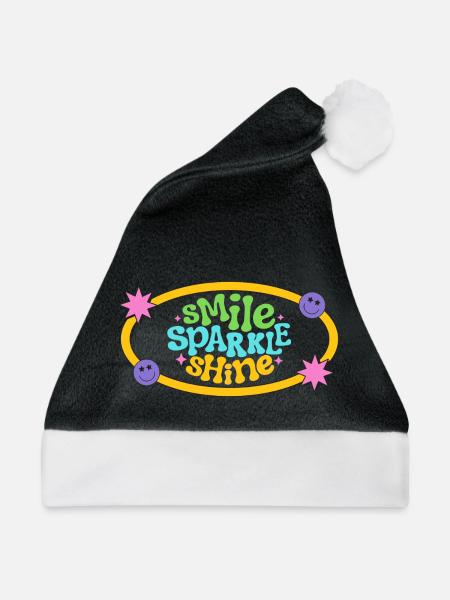 Farbenfrohes Retro-Lächeln-Textdesign - Weihnachtsmütze - Schwarz/Weiß