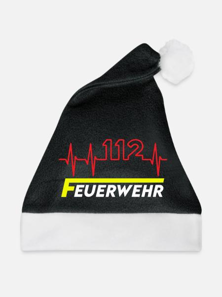Feuewehr 112 - Weihnachtsmütze - Schwarz/Weiß