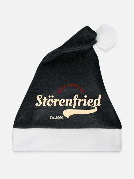 Störenfried Vintage Script Logo - Weihnachtsmütze - Schwarz/Weiß - Vorne