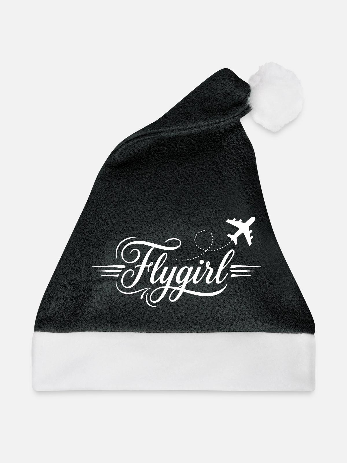 Flygirl Script mit Flugzeug-Schnörkel - Weihnachtsmütze - Schwarz/Weiß - Vorne
