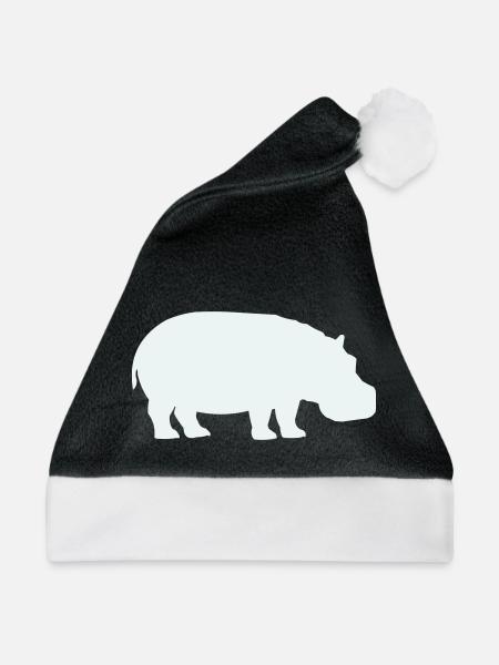 Blauer Hippo Silhouette - Weihnachtsmütze - Schwarz/Weiß