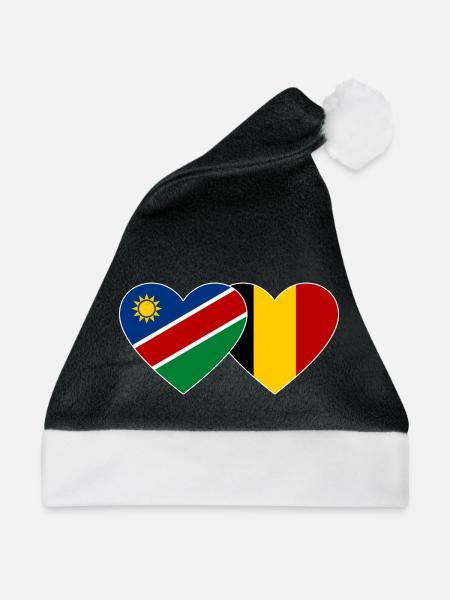 Namibia Belgien Flagge Herz - Weihnachtsmütze - Schwarz/Weiß