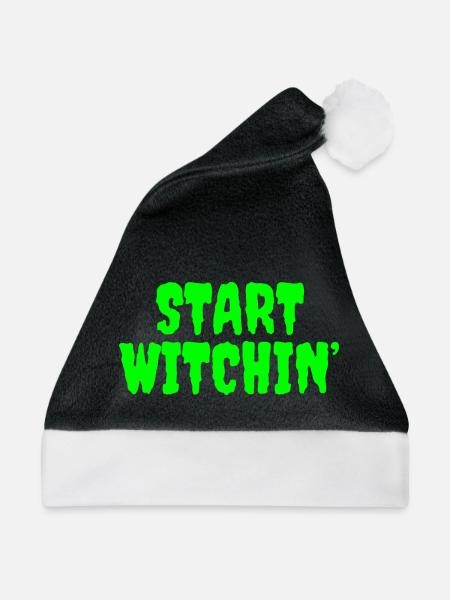 Leuchtend grüne Hexerei Startphrase - Weihnachtsmütze - Schwarz/Weiß