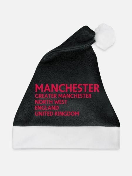 Manchester – England Lyric Design - Weihnachtsmütze - Schwarz/Weiß