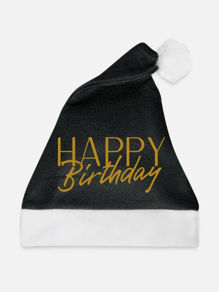 Happy Birthday - Weihnachtsmütze - Schwarz/Weiß