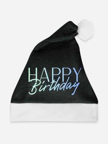 Happy Birthday - Weihnachtsmütze - Schwarz/Weiß