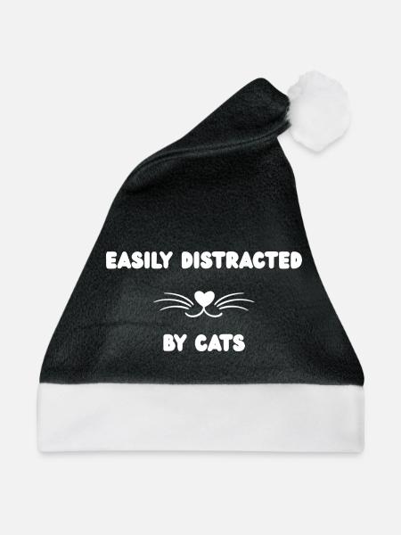 Schnurren lenkt ab Katzenhumor - Weihnachtsmütze - Schwarz/Weiß - Vorne