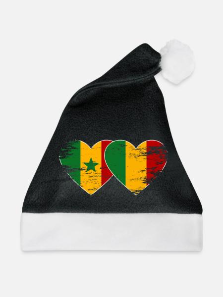 Senegal_Mali_Flagge_Herz_used - Weihnachtsmütze - Schwarz/Weiß