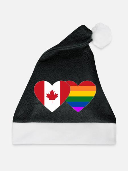 Kanada Regenbogen Flagge Herz - Weihnachtsmütze - Schwarz/Weiß