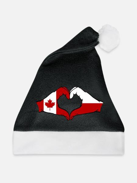 Kanada Polen Flagge Herzform - Weihnachtsmütze - Schwarz/Weiß